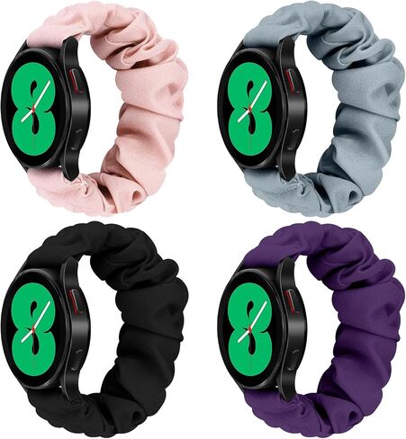 20mm 22mm Watches Width Printed Single Ring Scrunchies Band, Elegant Ladies Elastic Replacement Band, Elastic Band with Quick Release. Suitable for Samsung Galaxy Watch Active 2 44mm 40mm/Galaxy Watch 3 45mm/Galaxy Watch 46mm/Galaxy Watch 5 Pro 45mm/Galax in Saudi Arabia