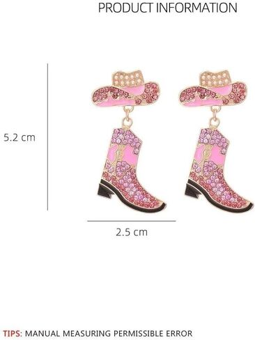 Colorful Rhinestone Western Boots Dangle Earrings Sparkly Crystal Cowboy Cowgirl Boot Rodeo Hat Earrings 70s 80s Drop Earrings for Women Girls Party Jewelry in Saudi Arabia