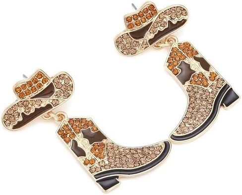 Colorful Rhinestone Western Boots Dangle Earrings Sparkly Crystal Cowboy Cowgirl Boot Rodeo Hat Earrings 70s 80s Drop Earrings for Women Girls Party Jewelry in Saudi Arabia