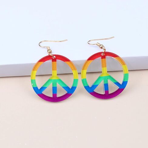 Colourful Resin heart Geometric Earrings Lightweight Rainbow Acrylic Resin Dangle Drop Earrings for Women Girls Statement Jewelry in Saudi Arabia