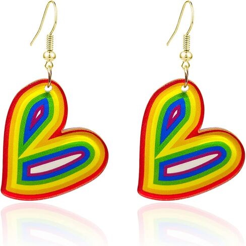 Colourful Resin heart Geometric Earrings Lightweight Rainbow Acrylic Resin Dangle Drop Earrings for Women Girls Statement Jewelry in Saudi Arabia