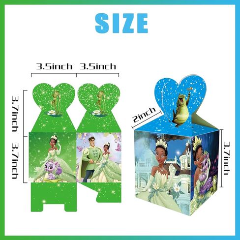 ganktowcoy 16pcs تيانا حزب صالح علب الهدايا، الأميرة تيانا عيد ميلاد حزب لوازم أكياس جودي أكياس الهدايا الحلوى للفتيات الفتيان الأميرة والضفدع زخارف حفلة عيد ميلاد in Kuwait