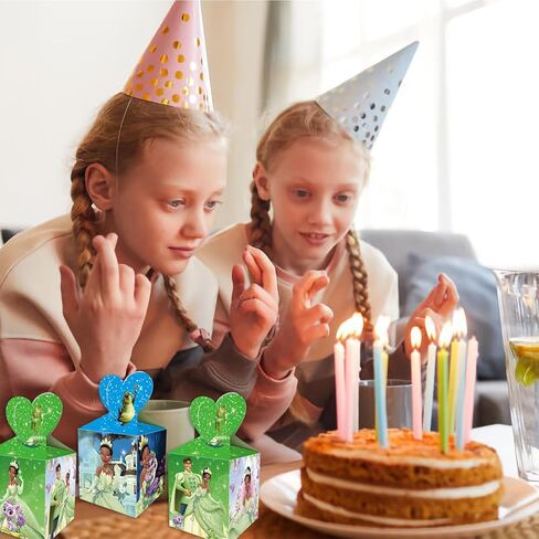 ganktowcoy 16pcs تيانا حزب صالح علب الهدايا، الأميرة تيانا عيد ميلاد حزب لوازم أكياس جودي أكياس الهدايا الحلوى للفتيات الفتيان الأميرة والضفدع زخارف حفلة عيد ميلاد in Kuwait