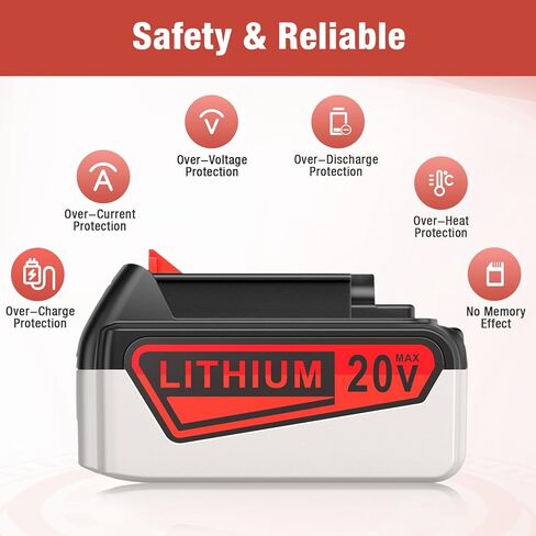 بطارية بديلة مطورة بقوة 7.5 أمبير من FirstPower لبطارية ليثيوم بلاك اند ديكر 20 فولت متوافقة مع بطارية بلاك ديكر 20 فولت LBXR20 LBX20 LB20 LB2X4020-OPE LBXR20B-2 LST300 LST220 in Kuwait