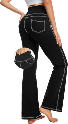 G4Free Bootcut Yoga Pants with 4 Pockets for Women Cross High Waist Stretchy Flared Jeggings in Saudi Arabia