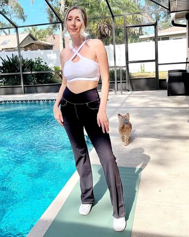G4Free Bootcut Yoga Pants with 4 Pockets for Women Cross High Waist Stretchy Flared Jeggings in Saudi Arabia