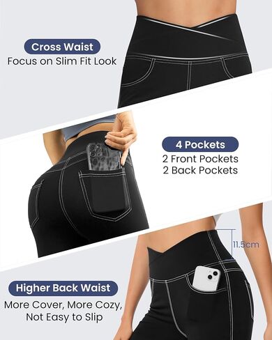 G4Free Bootcut Yoga Pants with 4 Pockets for Women Cross High Waist Stretchy Flared Jeggings in Saudi Arabia