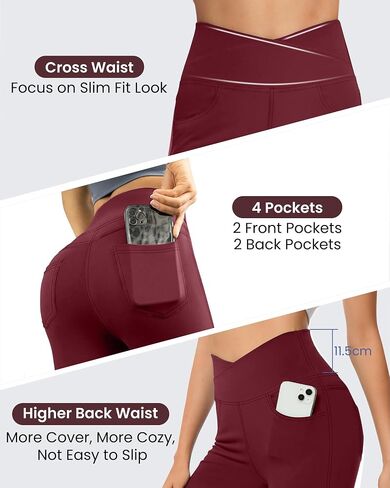 G4Free Bootcut Yoga Pants with 4 Pockets for Women Cross High Waist Stretchy Flared Jeggings in Saudi Arabia