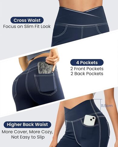 G4Free Bootcut Yoga Pants with 4 Pockets for Women Cross High Waist Stretchy Flared Jeggings in Saudi Arabia