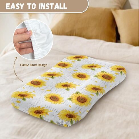 Yellow Sunflower Baby Bassinet Mattress Sheets White Polka Dot Breathable Soft Polyester Sheets Watercolor Painting Flower Unisex Baby Crib Mattress Sheet in Saudi Arabia