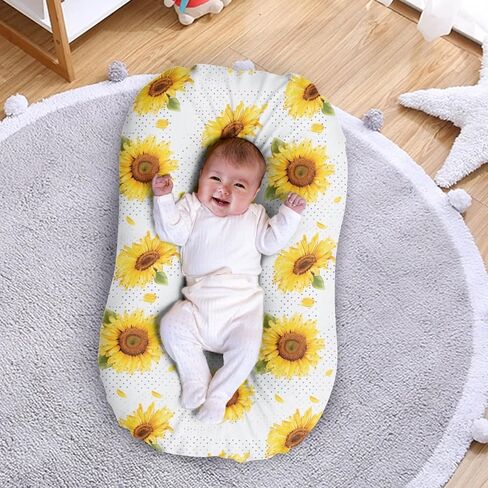 Yellow Sunflower Baby Bassinet Mattress Sheets White Polka Dot Breathable Soft Polyester Sheets Watercolor Painting Flower Unisex Baby Crib Mattress Sheet in Saudi Arabia