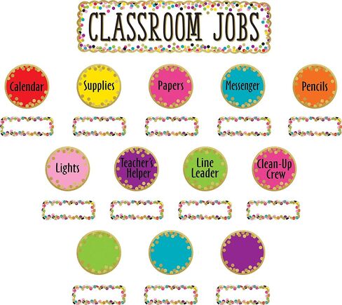 مجموعة لوحة إعلانات صغيرة من Teacher Created Resources Confetti Classroom Jobs، متعددة الألوان in Saudi Arabia