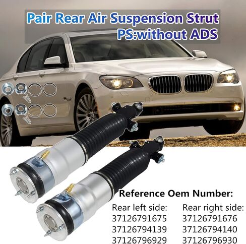 Pair Rear Air Suspension Strut without ADS Replacement for BMW F01 F02 740i 750i 750 760Li 2009-2014 OE# 37126796929 37126796930 37126791675 37126791676 -Rear Air Shock Absorbers in Saudi Arabia