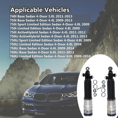 Pair Rear Air Suspension Strut without ADS Replacement for BMW F01 F02 740i 750i 750 760Li 2009-2014 OE# 37126796929 37126796930 37126791675 37126791676 -Rear Air Shock Absorbers in Saudi Arabia