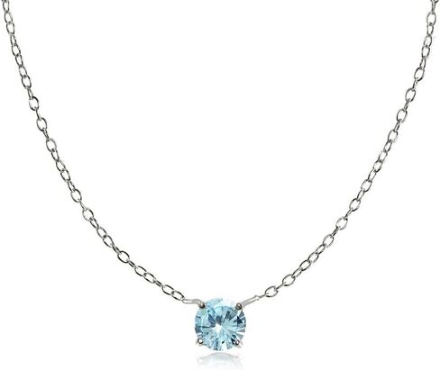 Sterling Silver Small Dainty Round Genuine, Simulated Gemstone or Cubic Zirconia Choker Necklace in Kuwait