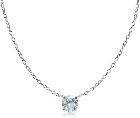 Sterling Silver Small Dainty Round Genuine, Simulated Gemstone or Cubic Zirconia Choker Necklace in Kuwait