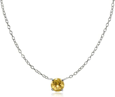 Sterling Silver Small Dainty Round Genuine, Simulated Gemstone or Cubic Zirconia Choker Necklace in Kuwait