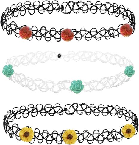 BodyJ4You 16 قطعة قلادة وشم بمزيج ملون - إكسسوارات التسعينيات للنساء والفتيات المراهقات والأطفال - قلادة على شكل فراشة سحر الفراولة - فكرة هدية على طراز الصيف in Kuwait