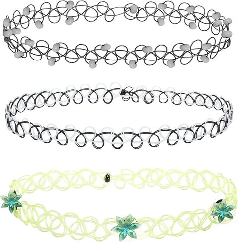 BodyJ4You 16 قطعة قلادة وشم بمزيج ملون - إكسسوارات التسعينيات للنساء والفتيات المراهقات والأطفال - قلادة على شكل فراشة سحر الفراولة - فكرة هدية على طراز الصيف in Kuwait