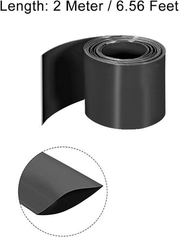 uxcell PVC Heat Shrink Tube 36mm Flat Width Wrap for Single 22650 2 Meter Black in Saudi Arabia