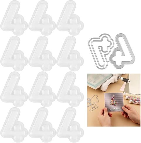Briartw 12pcs Clear Plastic 3D Shaker Covers with Cutting Dies for Shaker Card Making,0.32" Height Number 4 Shaker Blisters Can Fill Glitter,Confetti for Birthdays,Anniversaries,Holiday Wishes in Saudi Arabia