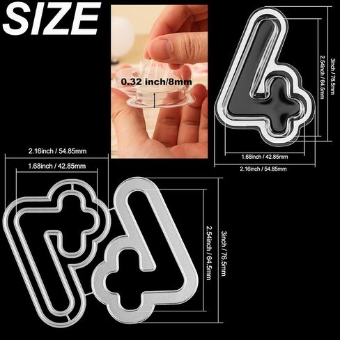 Briartw 12pcs Clear Plastic 3D Shaker Covers with Cutting Dies for Shaker Card Making,0.32" Height Number 4 Shaker Blisters Can Fill Glitter,Confetti for Birthdays,Anniversaries,Holiday Wishes in Saudi Arabia