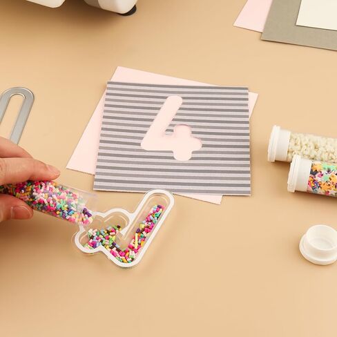Briartw 12pcs Clear Plastic 3D Shaker Covers with Cutting Dies for Shaker Card Making,0.32" Height Number 4 Shaker Blisters Can Fill Glitter,Confetti for Birthdays,Anniversaries,Holiday Wishes in Saudi Arabia