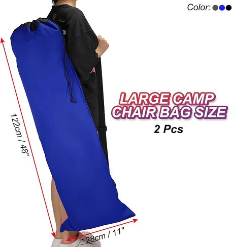 PATIKIL 47 Inch Camp Chair Replacement Bags, 2 Pack Heavy Folding Camping Chair Bag 900D Oxford Large Mouth Storage Bags with Shoulder Strap for Travel Camping, Blue in Saudi Arabia