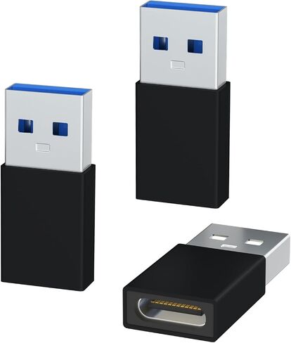 محول USB إلى USB C 3 حزم، محول شاحن من النوع C أنثى إلى ذكر متوافق مع Apple Watch Ultra iWatch 8 7، iPhone 15 14 13 12 Pro Max Plus، Airpods، iPad، Car، Samsung Galaxy (أسود) in Kuwait