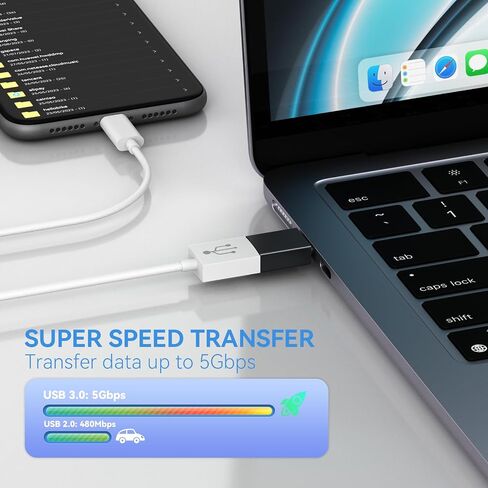 محول USB إلى USB C 3 حزم، محول شاحن من النوع C أنثى إلى ذكر متوافق مع Apple Watch Ultra iWatch 8 7، iPhone 15 14 13 12 Pro Max Plus، Airpods، iPad، Car، Samsung Galaxy (أسود) in Kuwait