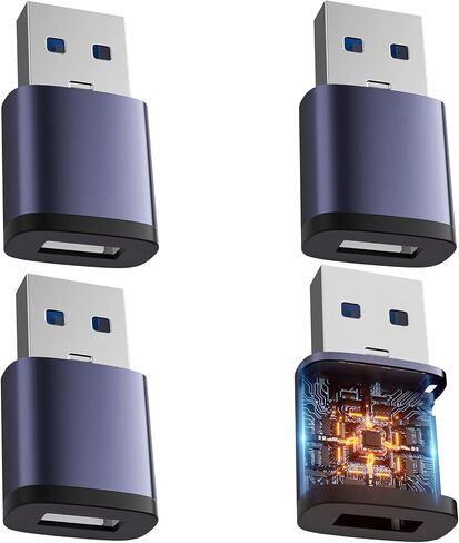 محول USB A إلى USB C 4 حزم، محول شاحن USB 3.0 نوع C أنثى إلى ذكر لسلسلة iPhone 15 14 13 12، Samsung Galaxy S23 S22 S21، نقل بيانات عالي السرعة للكمبيوتر المحمول والكمبيوتر اللوحي in Saudi Arabia