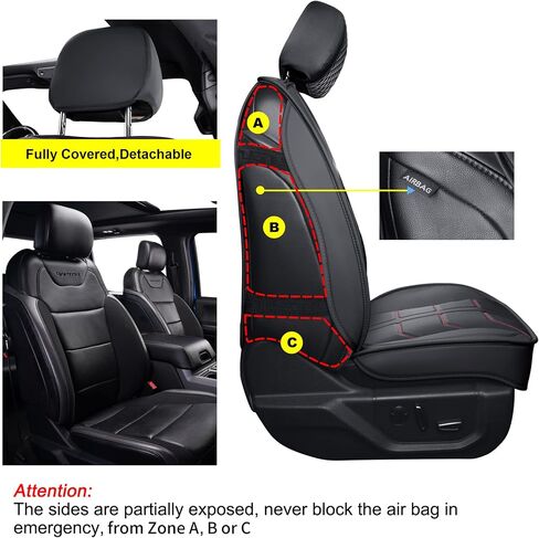 Car Seat Cover Front Seats Cover with Waterproof Leather, Automotive Seat Cushion for Pickup Truck Fit for Select 2009-2022 Ford F-150 Models and 2017-2022 F250 F350 F450 Models (Black Red Stripe) in Saudi Arabia