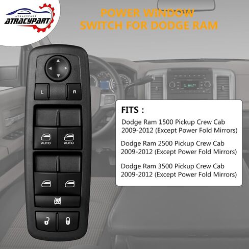 Master Power Window Switch | Compatible with 2009-2012 Dodge Ram 1500 2500 3500 | Replaces# 4602863AD, 4602533AB, 4602533AE, 901-473 in Saudi Arabia
