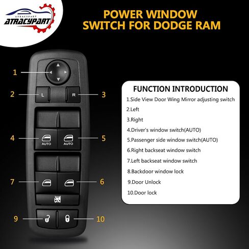 Master Power Window Switch | Compatible with 2009-2012 Dodge Ram 1500 2500 3500 | Replaces# 4602863AD, 4602533AB, 4602533AE, 901-473 in Saudi Arabia