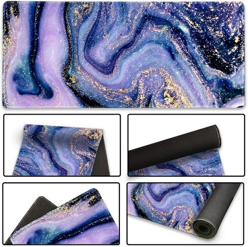 لوحة ماوس ألعاب ممتدة مقاس XXL ArtSo كبيرة للوحة المفاتيح، لوحة ماوس طويلة لتزيين المكتب، لوحة كتابة غير قابلة للانزلاق، قاعدة مطاطية، حواف مخيطة للعمل، اللعبة، المكتب، المنزل، 35.1 بوصة × 15.7 بوصة، رخام أزرق أرجواني in Kuwait