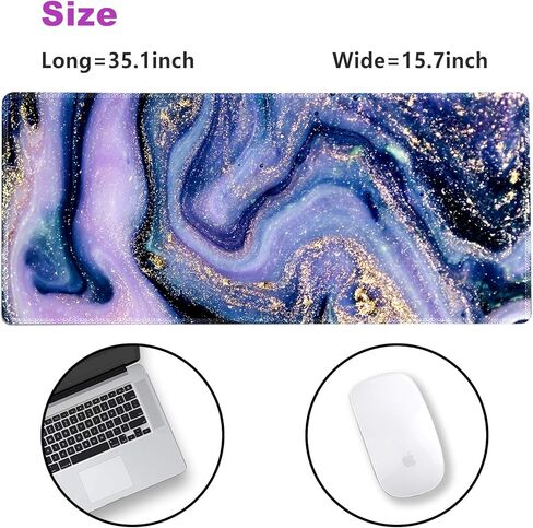 لوحة ماوس ألعاب ممتدة مقاس XXL ArtSo كبيرة للوحة المفاتيح، لوحة ماوس طويلة لتزيين المكتب، لوحة كتابة غير قابلة للانزلاق، قاعدة مطاطية، حواف مخيطة للعمل، اللعبة، المكتب، المنزل، 35.1 بوصة × 15.7 بوصة، رخام أزرق أرجواني in Kuwait