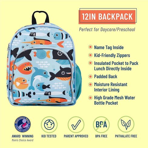 حقيبة ظهر Wildkin مقاس 12 بوصة وGo Fish! حزمة مغامرات لعبة الورق: بطاقة تعليمية ممتعة، وحقيبة ظهر مريحة للأطفال (سمكة كبيرة) in Kuwait