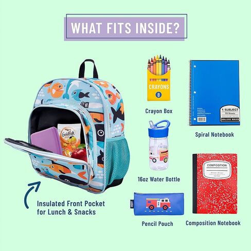 حقيبة ظهر Wildkin مقاس 12 بوصة وGo Fish! حزمة مغامرات لعبة الورق: بطاقة تعليمية ممتعة، وحقيبة ظهر مريحة للأطفال (سمكة كبيرة) in Kuwait