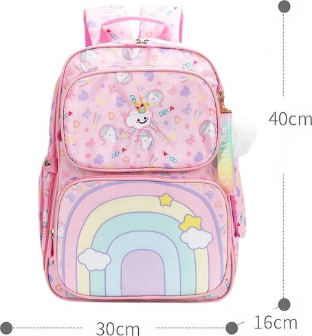 Girls Backpack Set for School Elementary, Rainbow Unicorn Backpack Cute Bookbag Casual School Bag Travel Bag Daypack in Saudi Arabia
