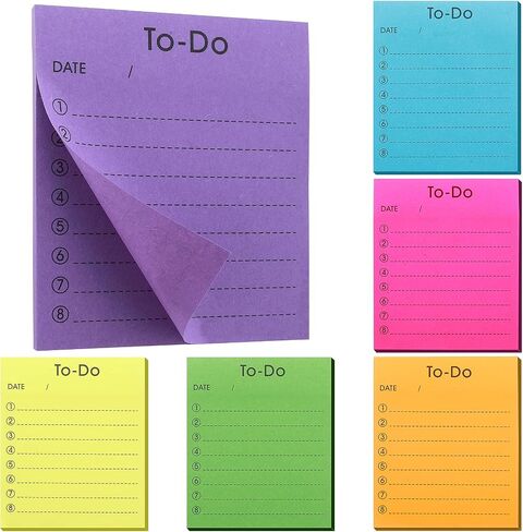 to Do List Self-Stick Notes, 6 Pack Colorful to Do List Sticky Notepads Lined Post It Notes Daily Planner Sticky Notes Home School Office Supplies 300Sheets in Saudi Arabia