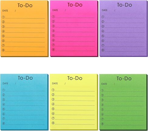 to Do List Self-Stick Notes, 6 Pack Colorful to Do List Sticky Notepads Lined Post It Notes Daily Planner Sticky Notes Home School Office Supplies 300Sheets in Saudi Arabia