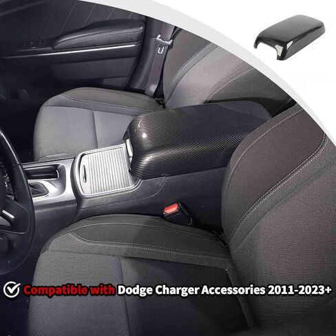 JWWY for Charger Armrest Cover Case Pad Center Console Cover Decoration Trim Fit for 2015-2024 Dodge Charger Interior Accessories ABS Carbon Fiber in Saudi Arabia