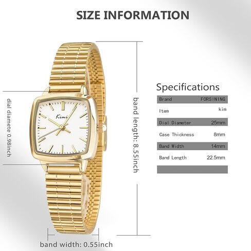 ساعة فورسينينج ذهبية صغيرة للسيدات، هيكل مستطيل عتيق، ساعات سوار من الفولاذ المقاوم للصدأ للنساء in Kuwait