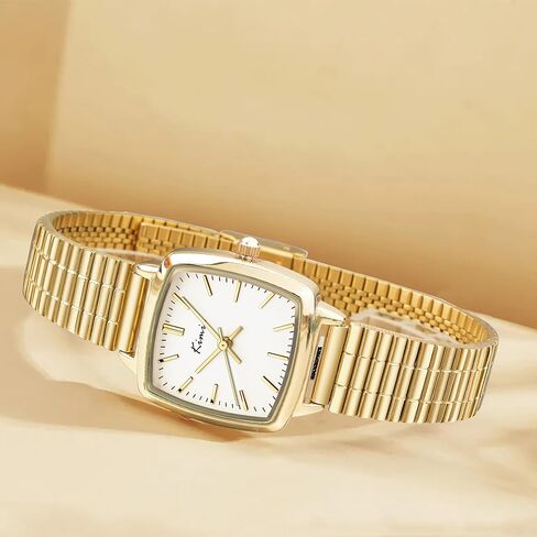 ساعة فورسينينج ذهبية صغيرة للسيدات، هيكل مستطيل عتيق، ساعات سوار من الفولاذ المقاوم للصدأ للنساء in Kuwait
