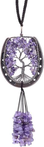 rockcloud Horseshoe Tree of Life with Crystals Tassel Wall Hanging Ornament, Tumbled Chips Gemstones Window Pendant for Home Office Car Meditation Decor, Mixed Stones in Saudi Arabia