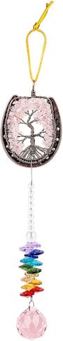 rockcloud Horseshoe Tree of Life with Crystals Tassel Wall Hanging Ornament, Tumbled Chips Gemstones Window Pendant for Home Office Car Meditation Decor, Mixed Stones in Saudi Arabia