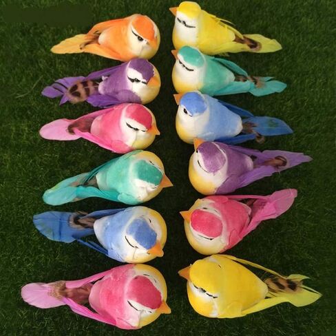 LWINGFLYER 12pcs Artificial Simulation Foam Feather Birds 3.5in Mini Love Birds for Craft Home Ornaments Garden Wedding Decoration Embellishing (Claw) in Kuwait