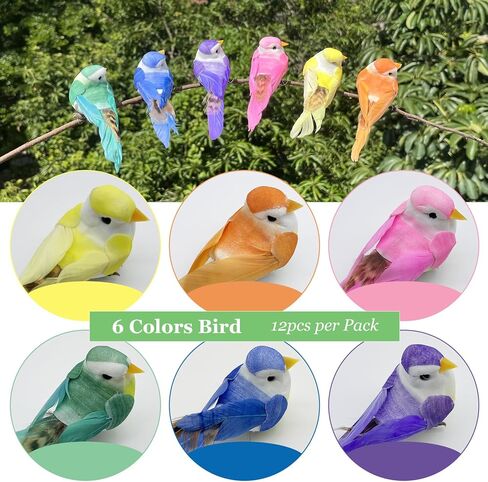 LWINGFLYER 12pcs Artificial Simulation Foam Feather Birds 3.5in Mini Love Birds for Craft Home Ornaments Garden Wedding Decoration Embellishing (Claw) in Kuwait