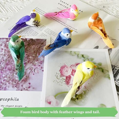 LWINGFLYER 12pcs Artificial Simulation Foam Feather Birds 3.5in Mini Love Birds for Craft Home Ornaments Garden Wedding Decoration Embellishing (Claw) in Kuwait