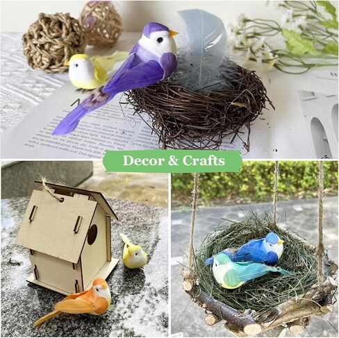 LWINGFLYER 12pcs Artificial Simulation Foam Feather Birds 3.5in Mini Love Birds for Craft Home Ornaments Garden Wedding Decoration Embellishing (Claw) in Kuwait
